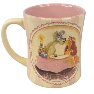 Walt Disney 25th Anniversary Lady & The Tramp Sharing Spaghetti Scene Coffee Mug